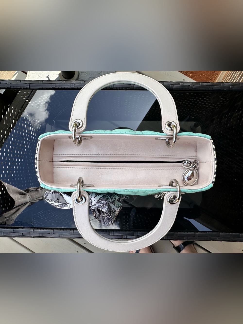 Christian Dior Lady Dior Python Tri-Tone bag with Silver Hardware. - Picture 11 of 11